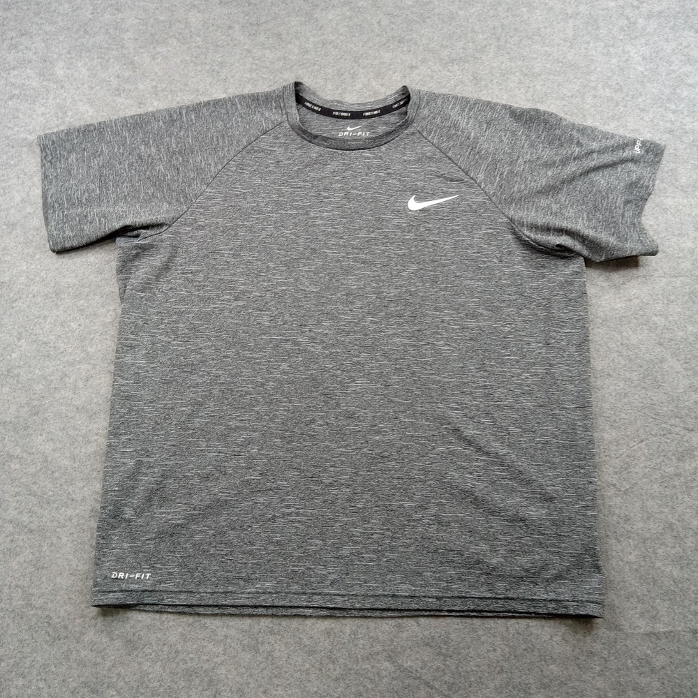 Nike Shirt Men Large Gray Dri Fit Short Sleeve Athletic Training Tee Performance